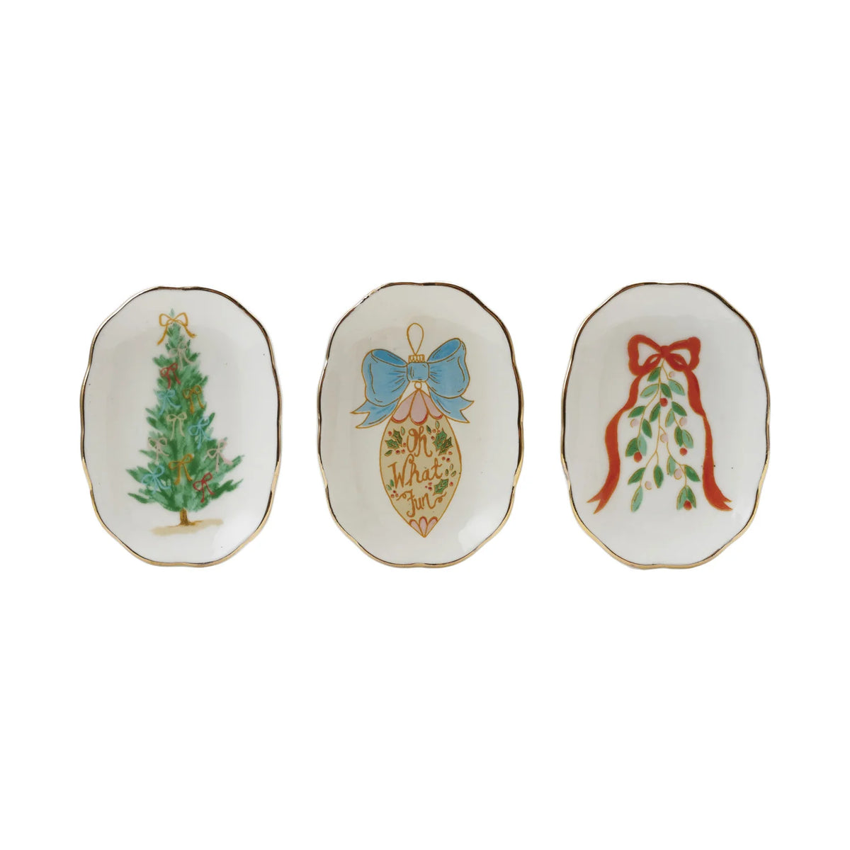 Holiday Stoneware Dishware with Gold Edge