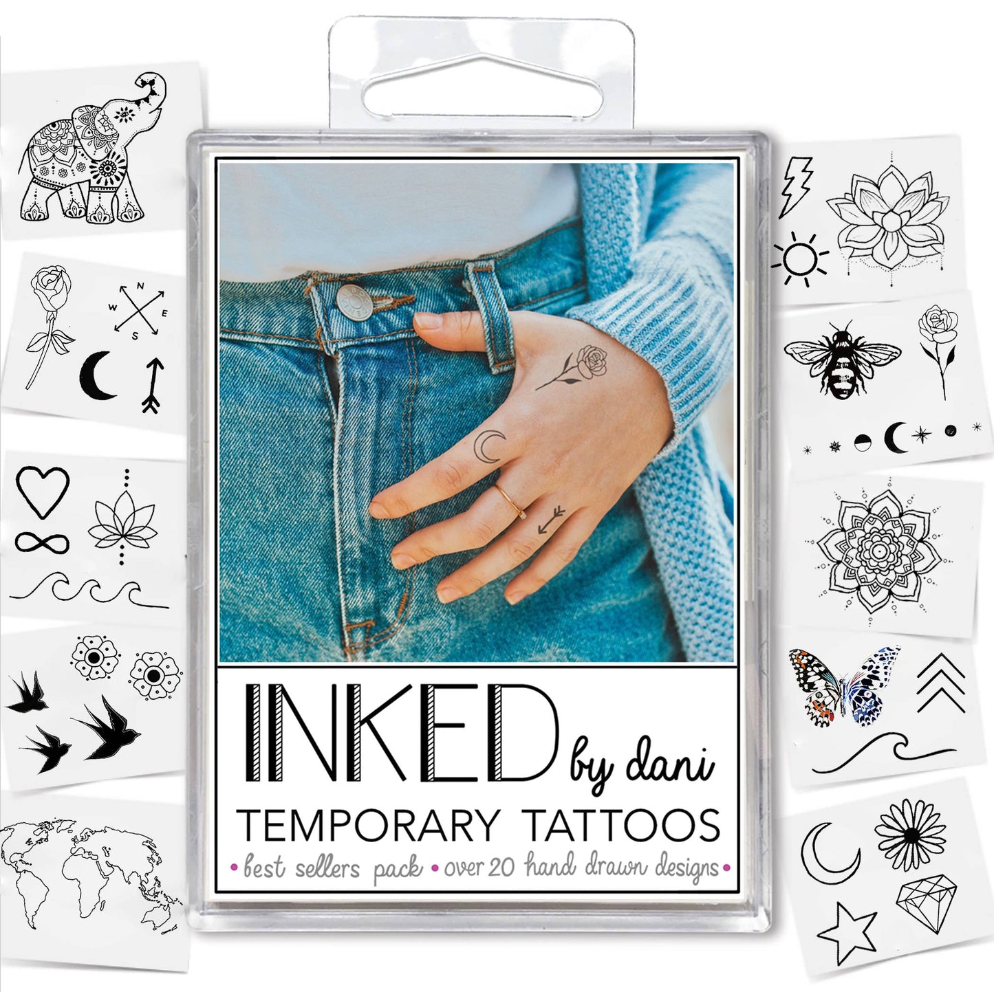 Best Sellers Temporary Tattoo Pack INKED by Dani