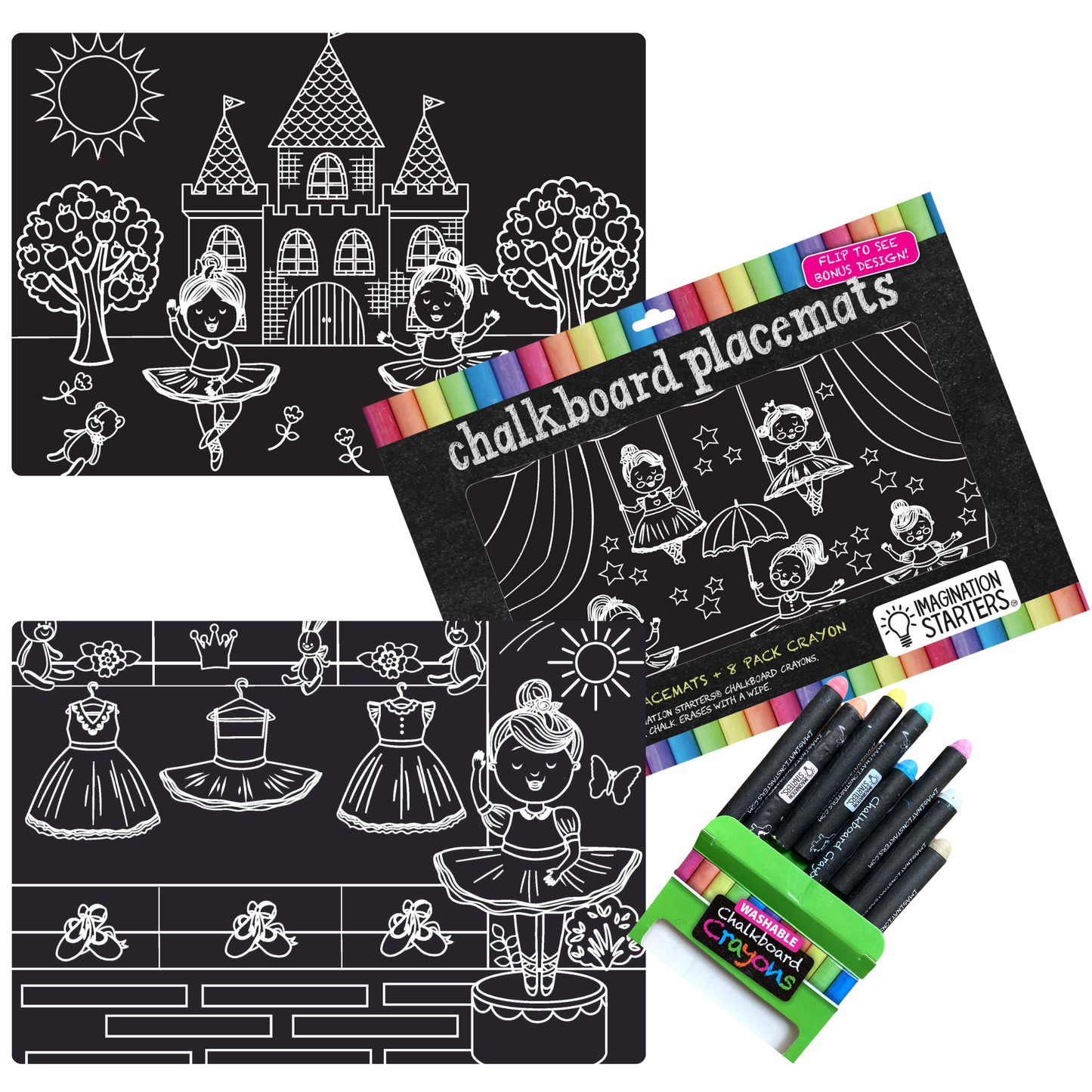 Chalkboard Ballerina Travel Mat Set Imagination Starters