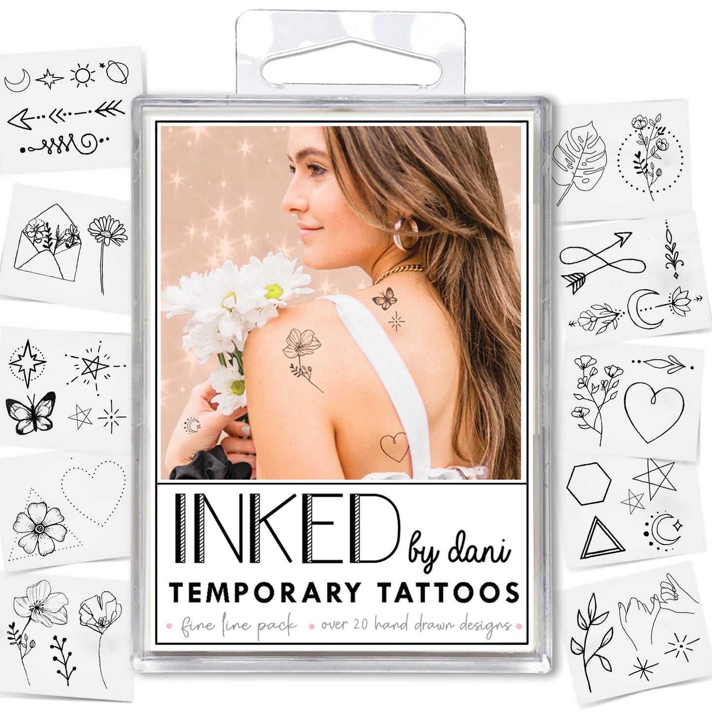 Fine Line Temporary Tattoo Pack INKED by Dani