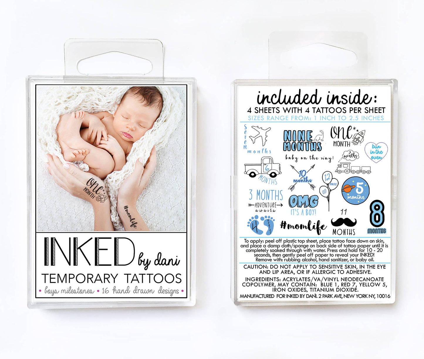 Baby Boy Milestone Temporary Tattoo Pack INKED by Dani