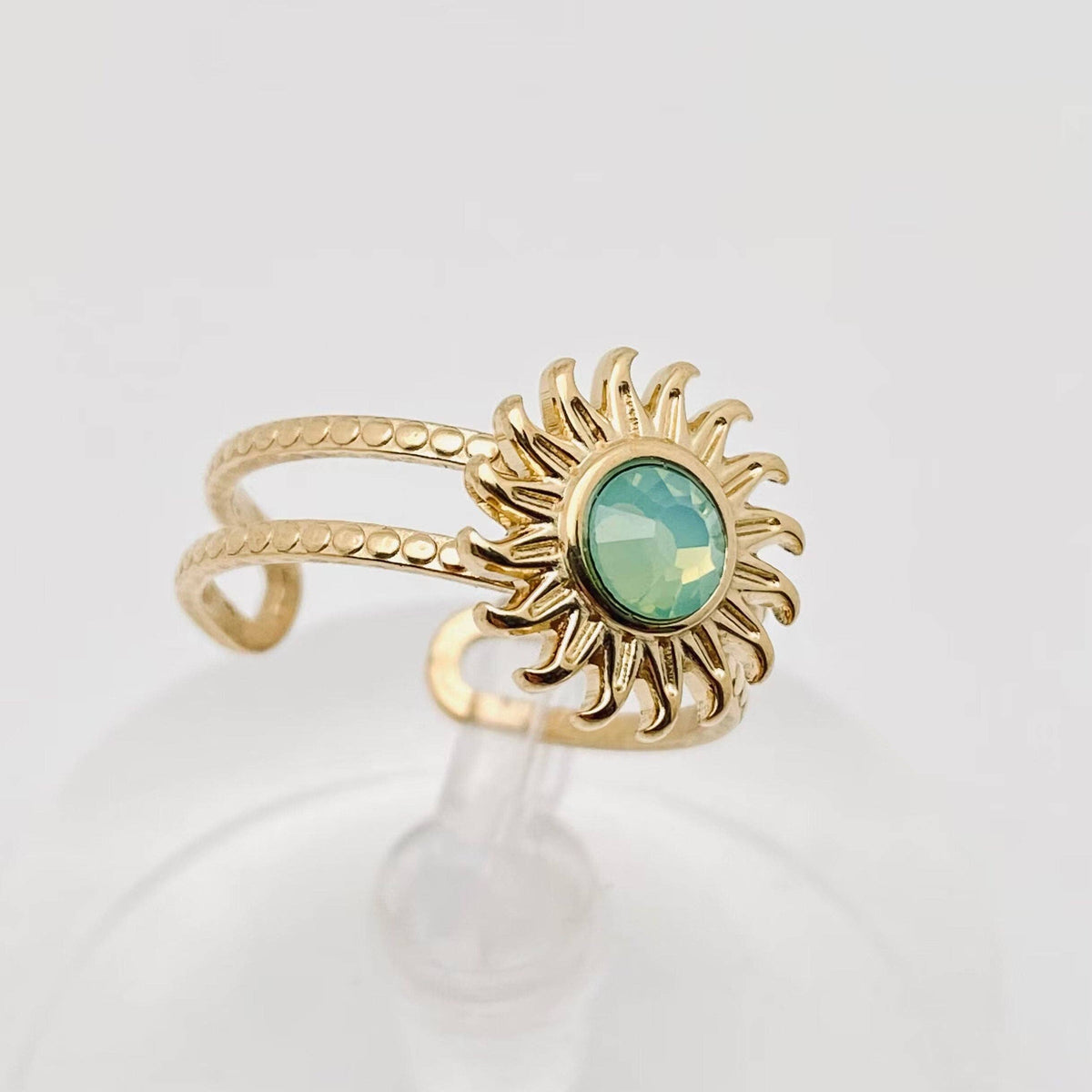Stainless Steel Inlaid  Stone Gold-plated Rings - FGS/CS
