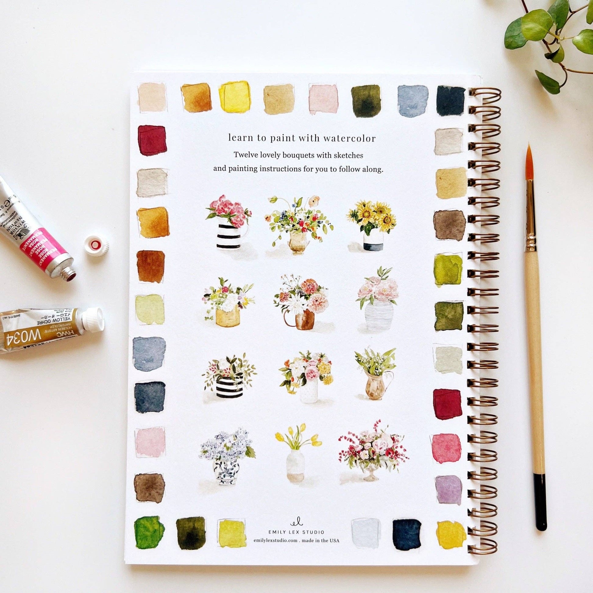Bouquets watercolor workbook emily lex studio