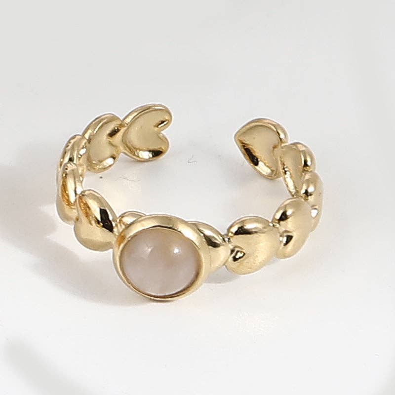 Stainless Steel Inlaid  Stone Gold-plated Rings - FGS/CS