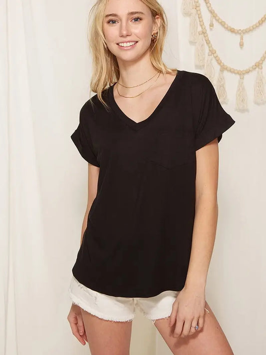 DTY V-Neck Pocket Detail Dolman Knit Top Mittoshop
