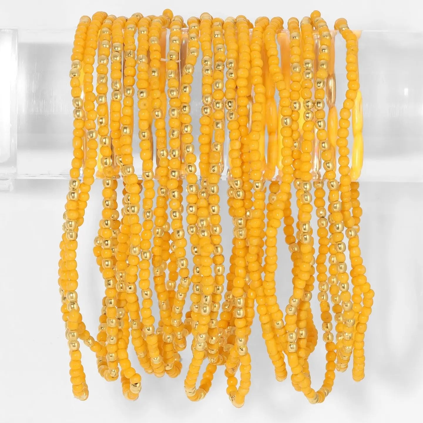 2mm Single Color Seed Bead Bracelet with Gold bead Accent