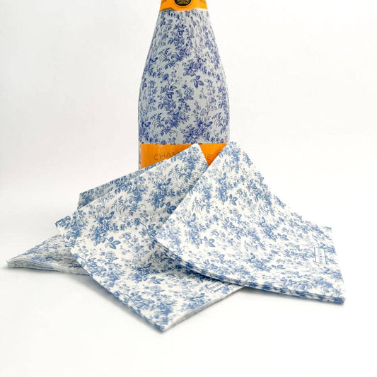 Beau Bottles Blue Floral Cocktail Napkins