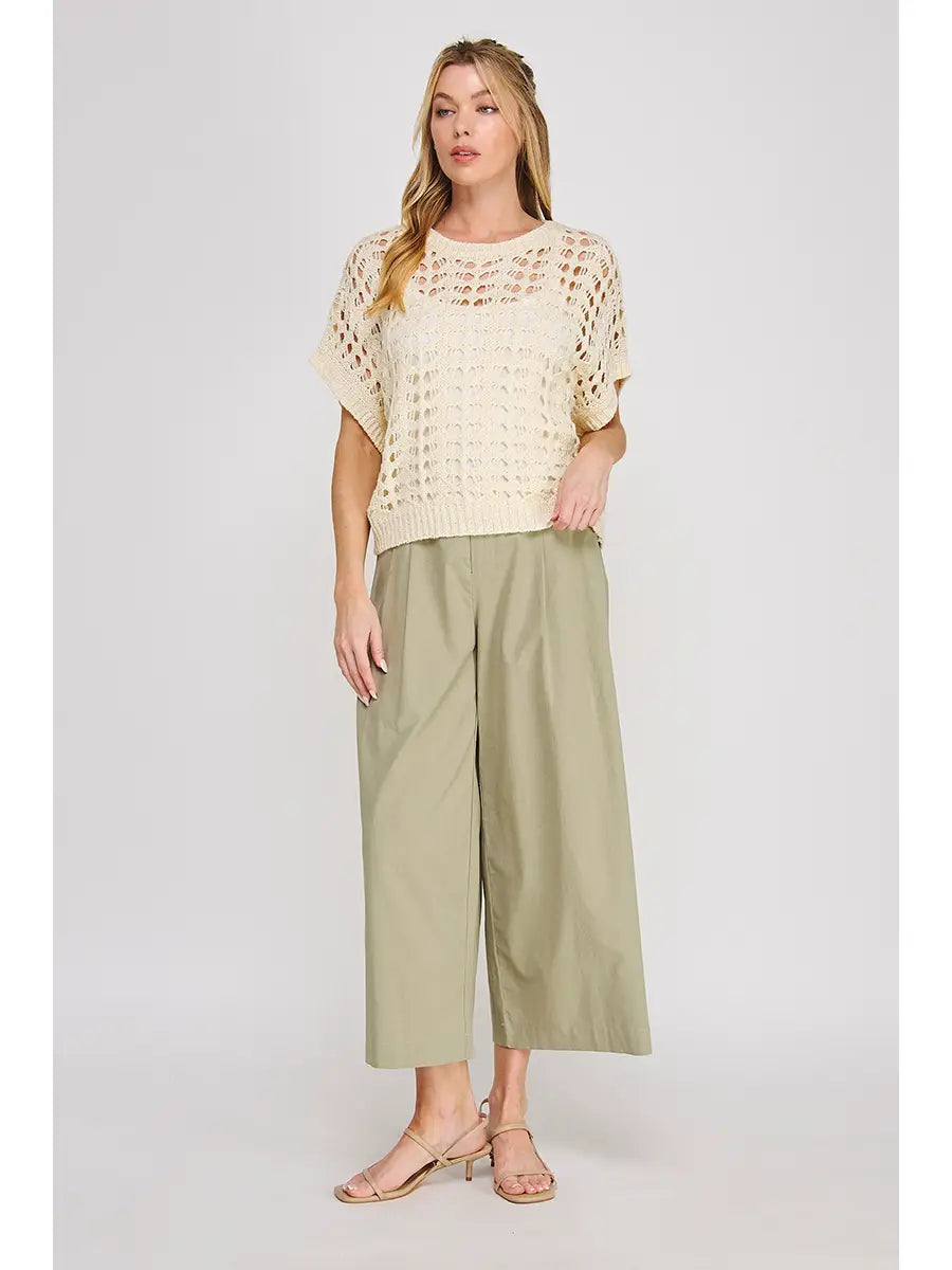 Short Sleeve Open Weave Lurex Sweater