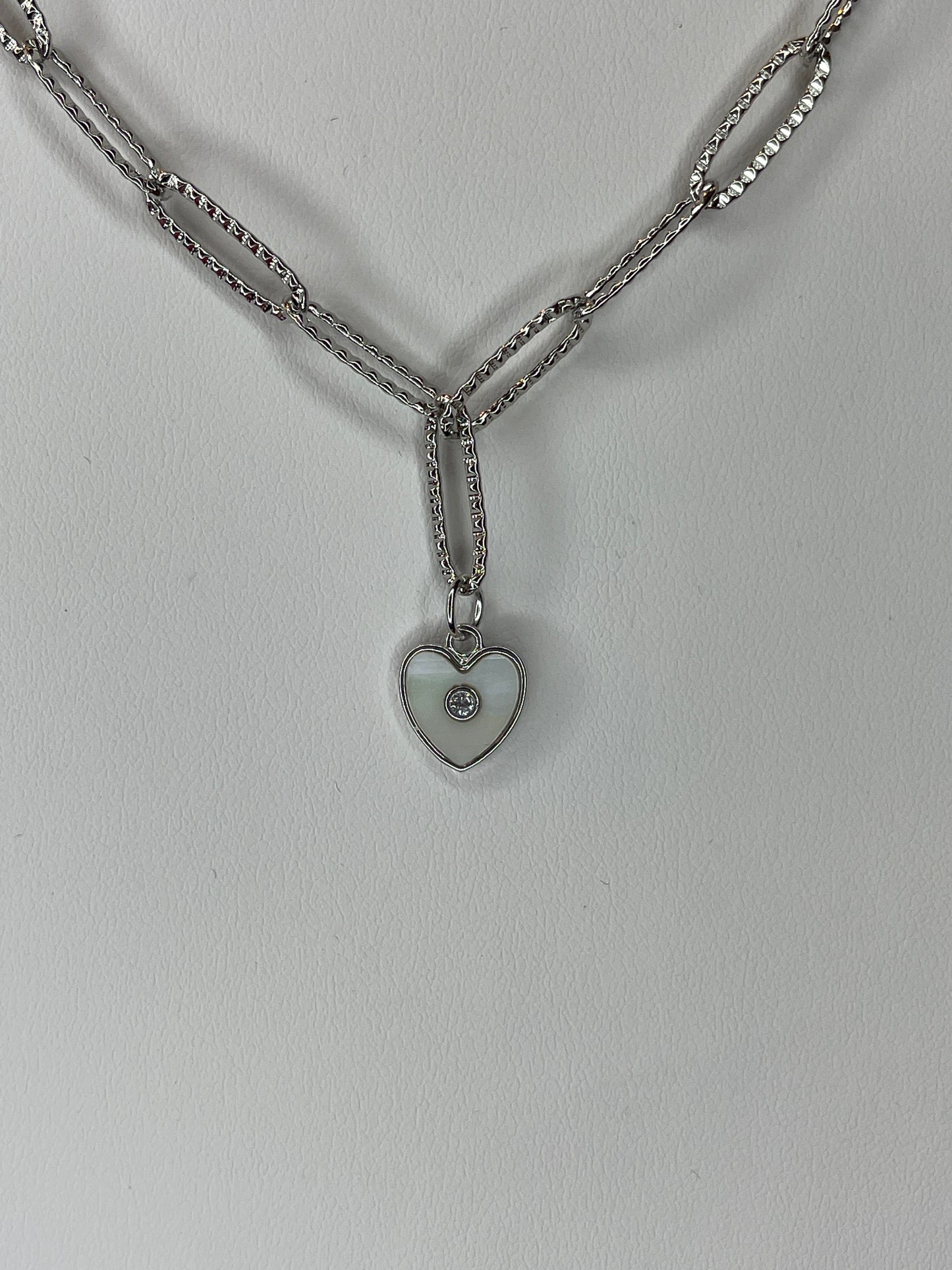 Medium Opal Heart Charm with Crystal