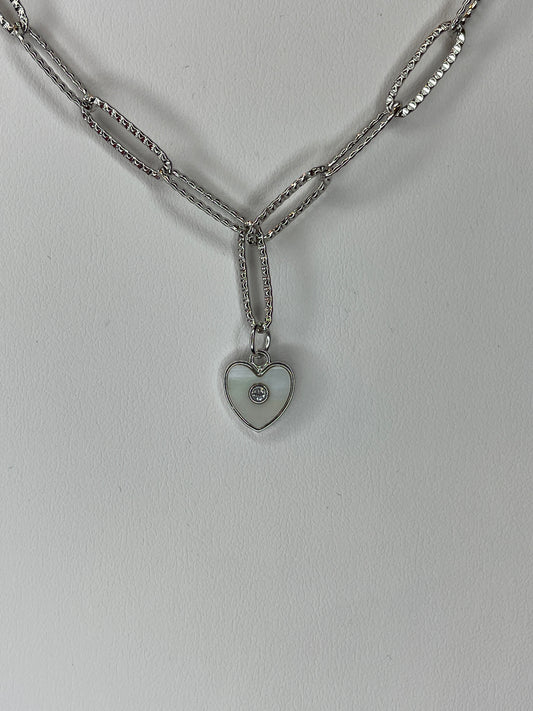 Medium Opal Heart Charm with Crystal