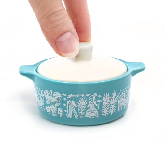 Pyrex-Inspired Butterprint Casserole Ceramic Trinket Box