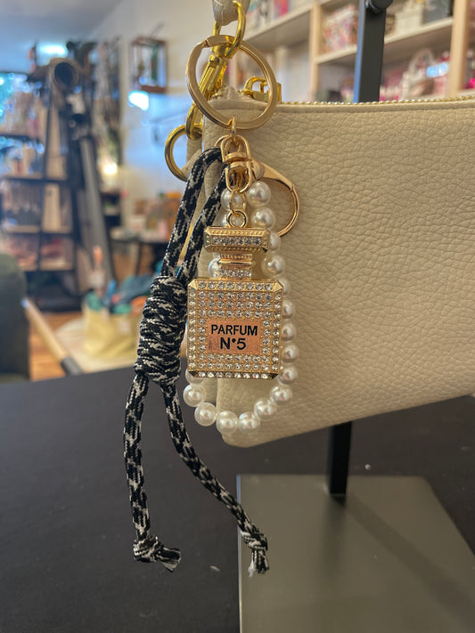 Parfum Bottle & Pearl Multi Keychain