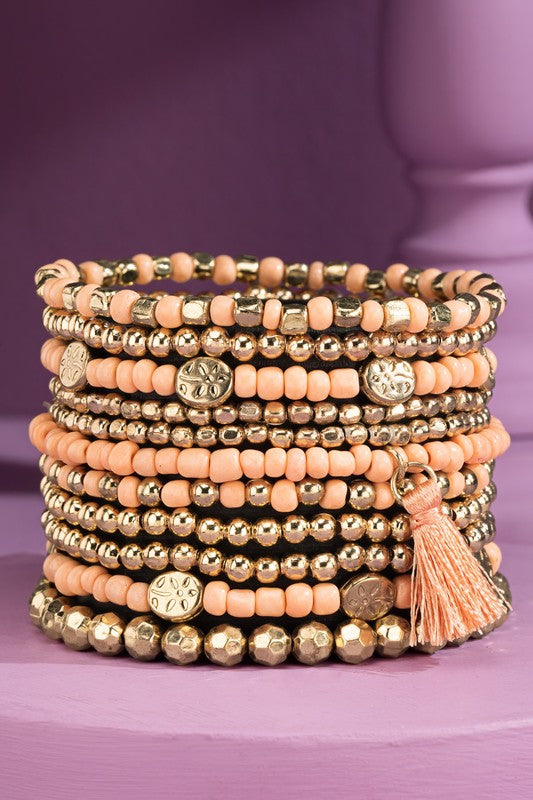 Layered Mixed Bead Stretch Bracelet Set URBANISTA