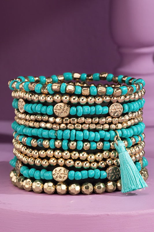 Layered Mixed Bead Stretch Bracelet Set URBANISTA