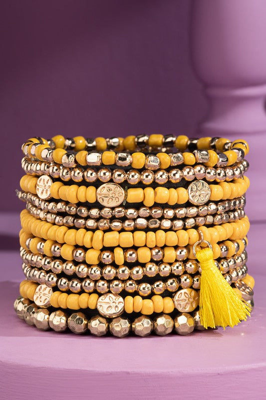 Layered Mixed Bead Stretch Bracelet Set URBANISTA