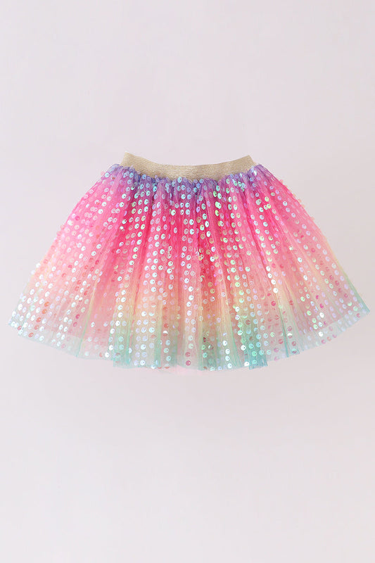 Girls - Sequin Tulle Skirt Honeydew