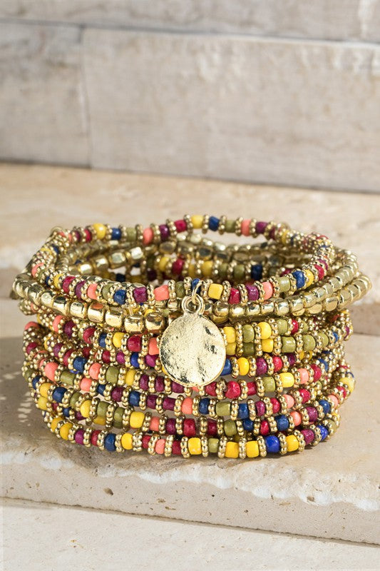 Multi Tone Seed Bead Bracelet Set URBANISTA