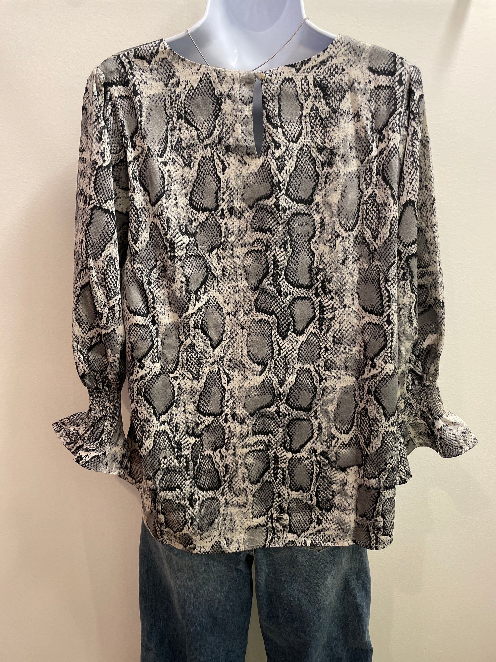 Snake Animal Print Smocked Sleeve Blouse Top and the why