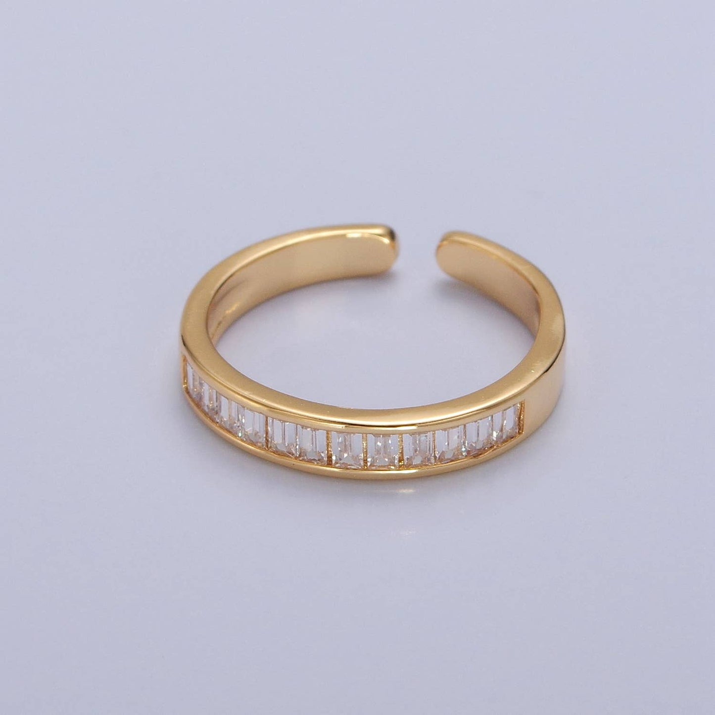 Minimalist Clear CZ Baguette Geometric Ring