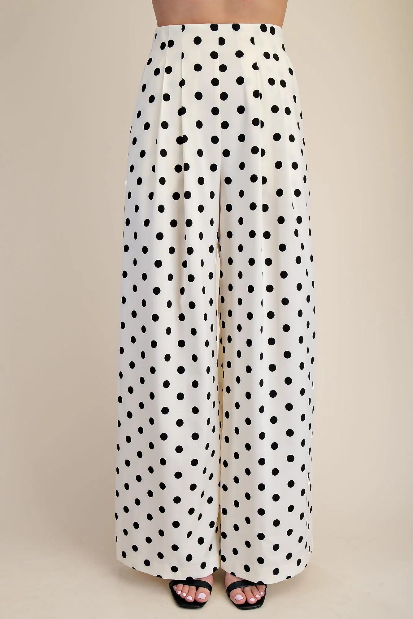 Pleated High-Waisted Wide Pants