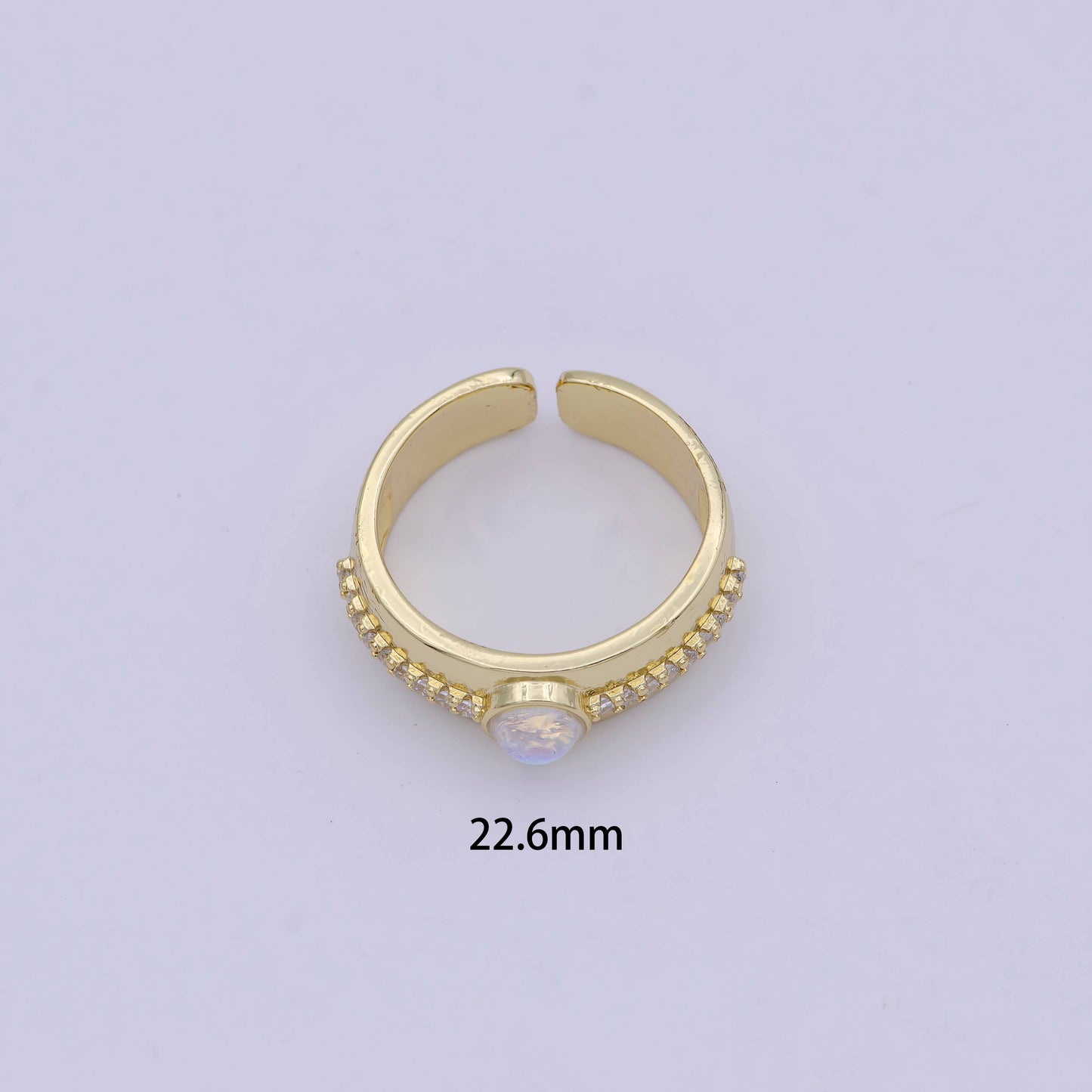 Golden Bold Oval Moonstone Adjustable Statement Ring