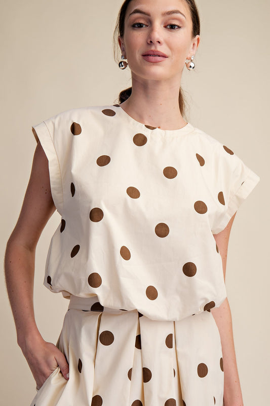 Round Neck Band Bubble Crop Top