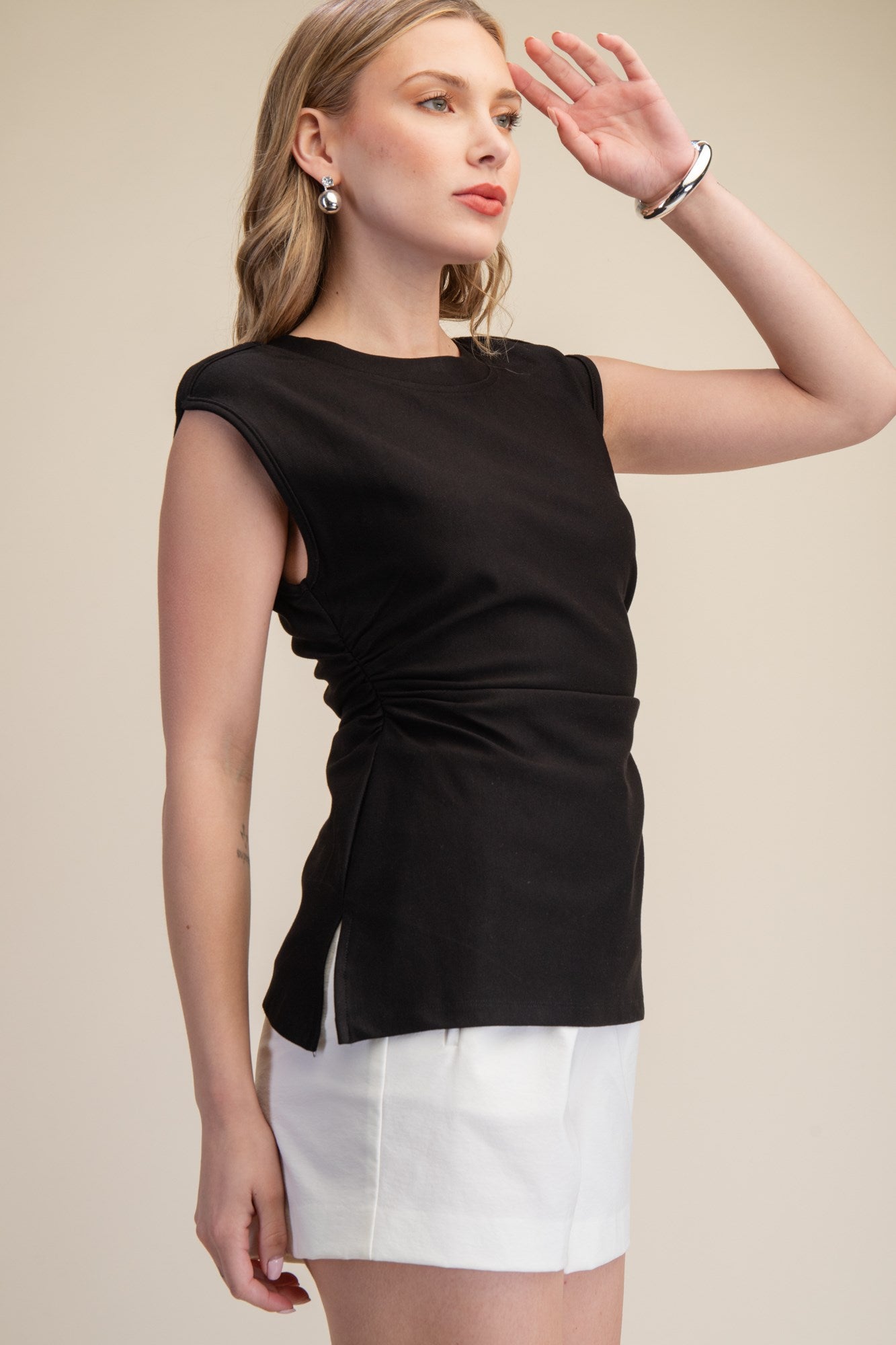 Side Gathered Fitted Top