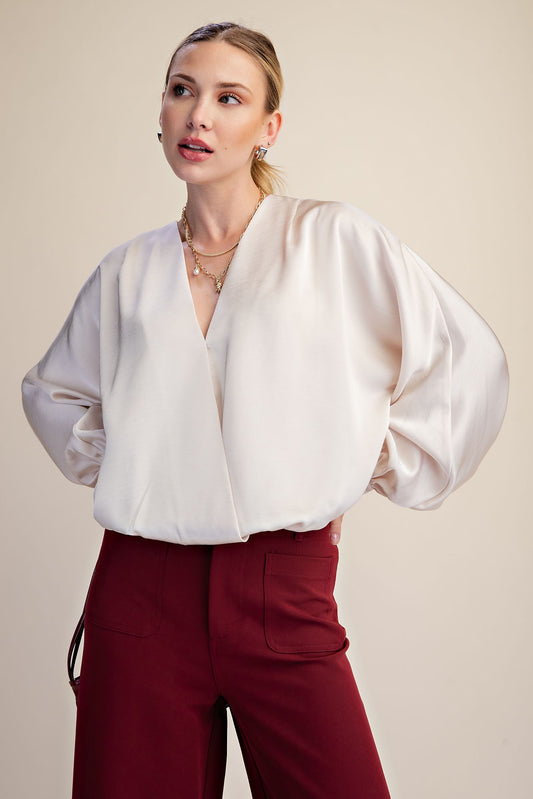V-Neck Wrap Longsleeve Blouse