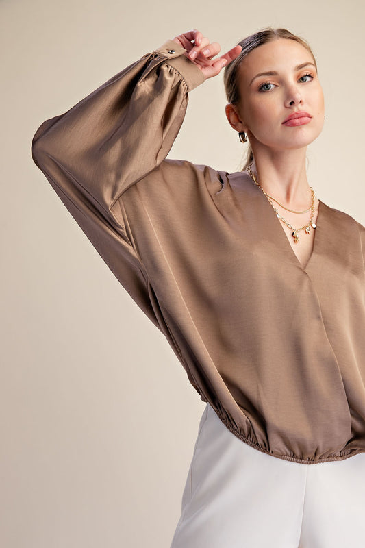 V-Neck Wrap Longsleeve Blouse