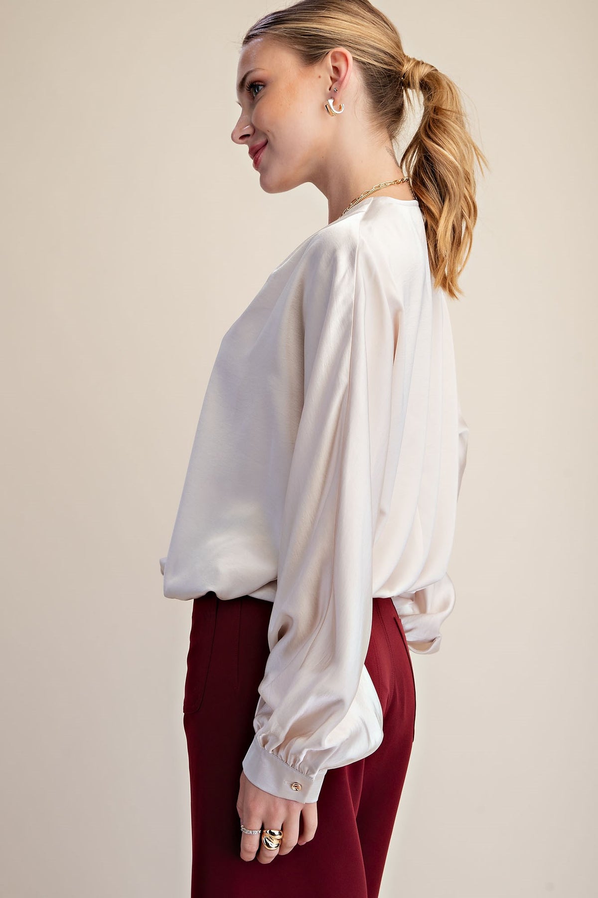 V-Neck Wrap Longsleeve Blouse
