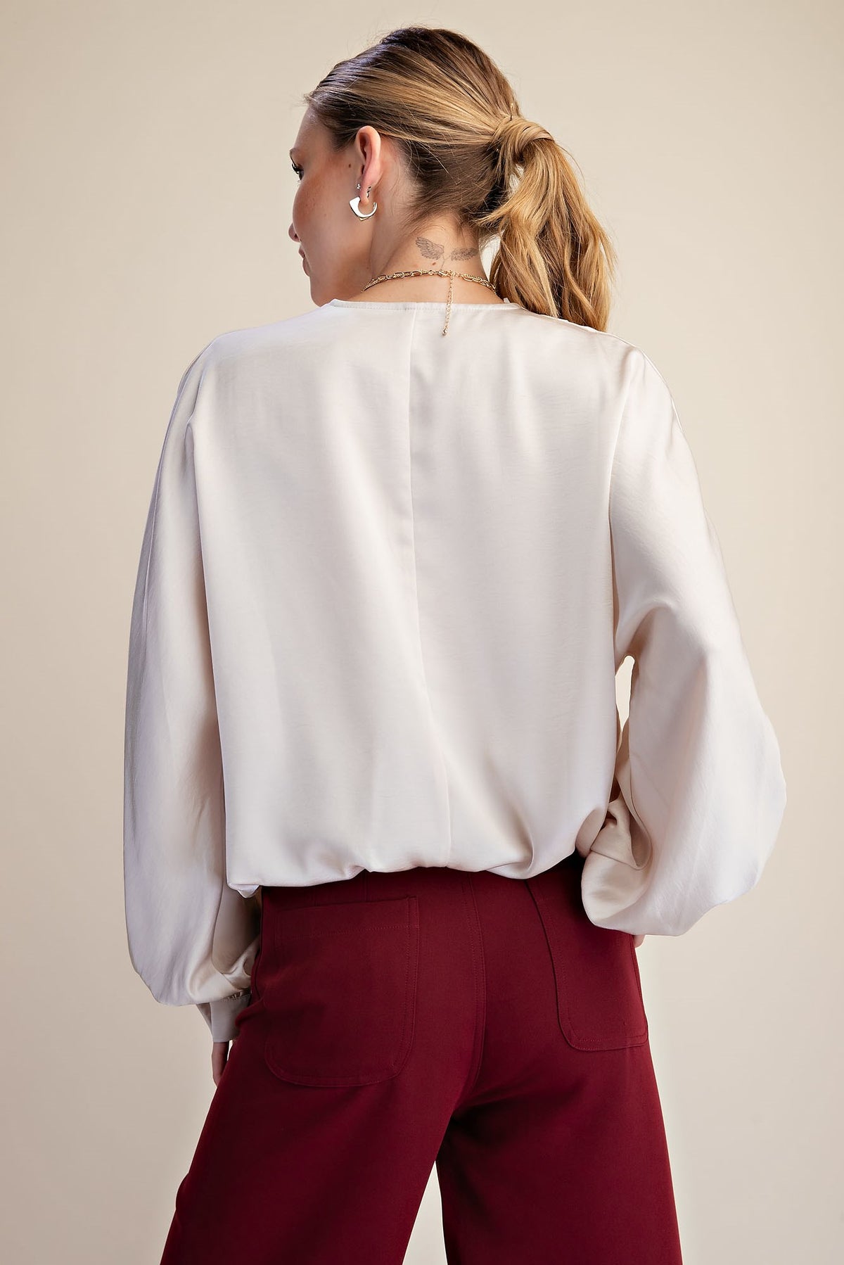 V-Neck Wrap Longsleeve Blouse
