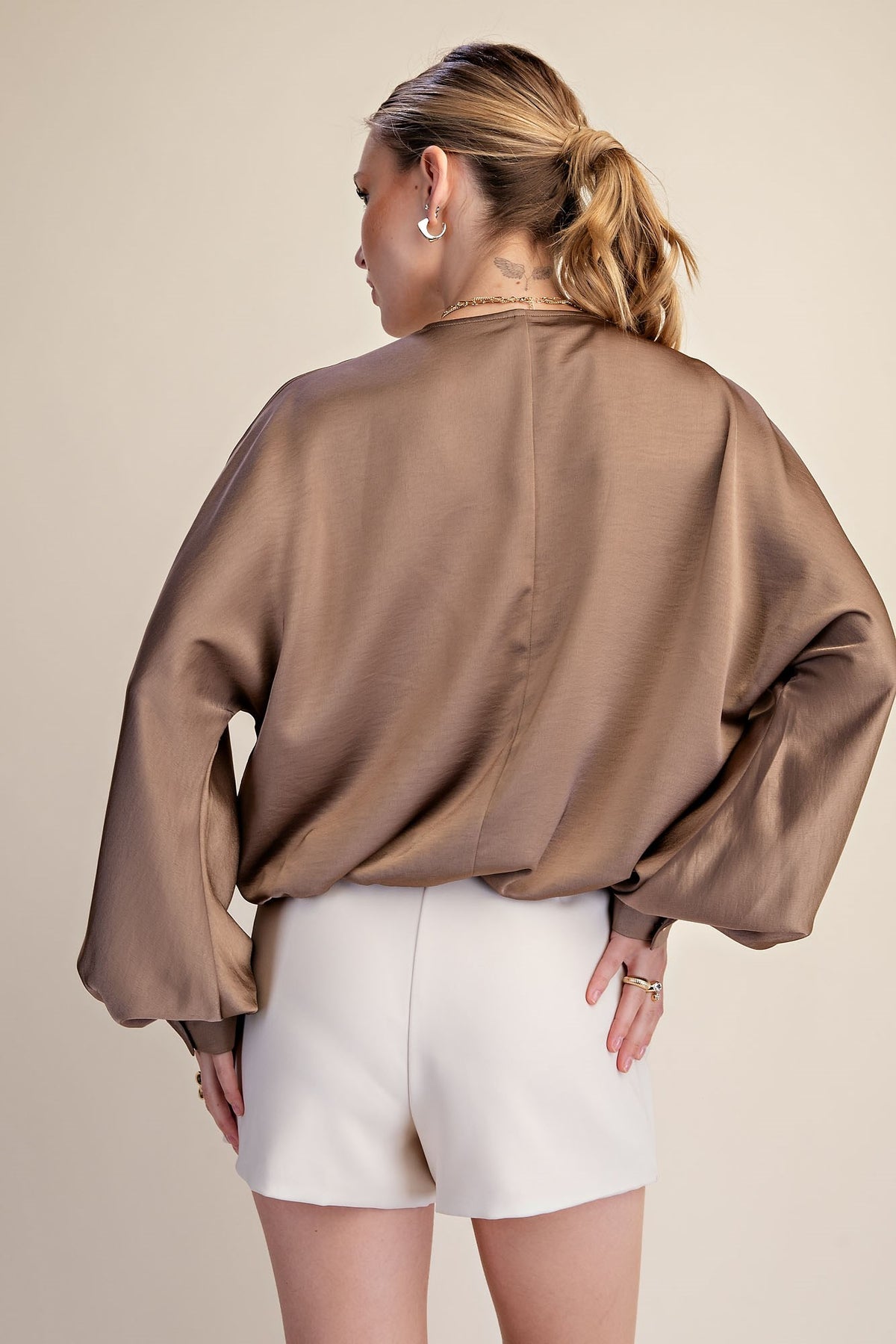 V-Neck Wrap Longsleeve Blouse