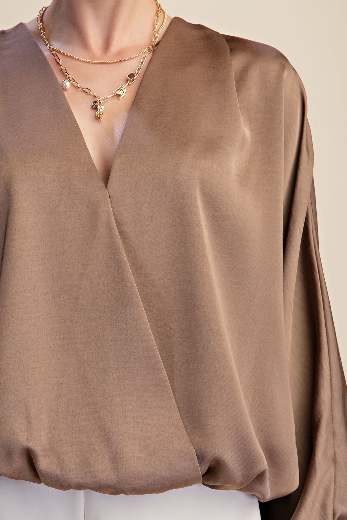V-Neck Wrap Longsleeve Blouse