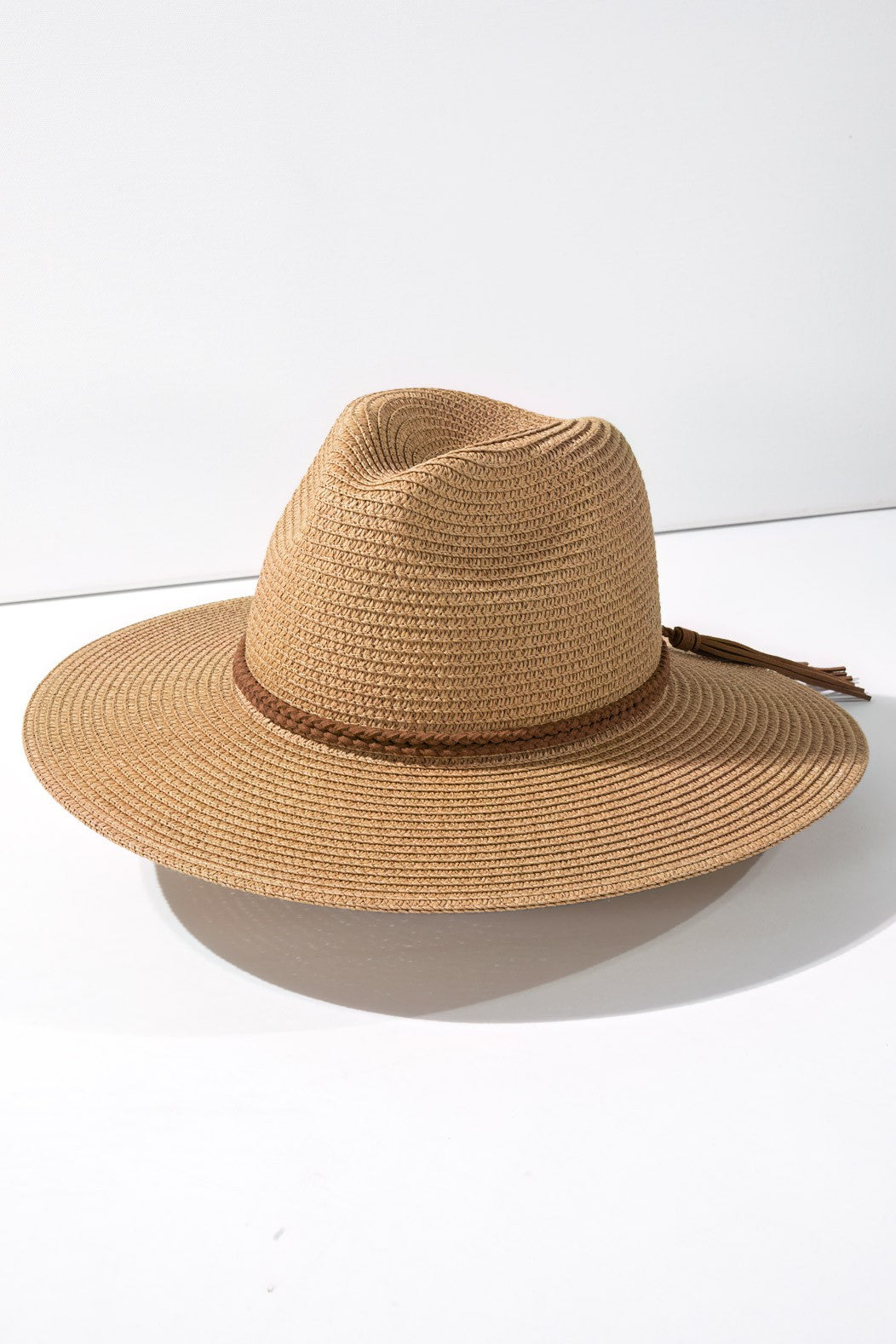 Suede Braided Double Band Panama Hat URBANISTA