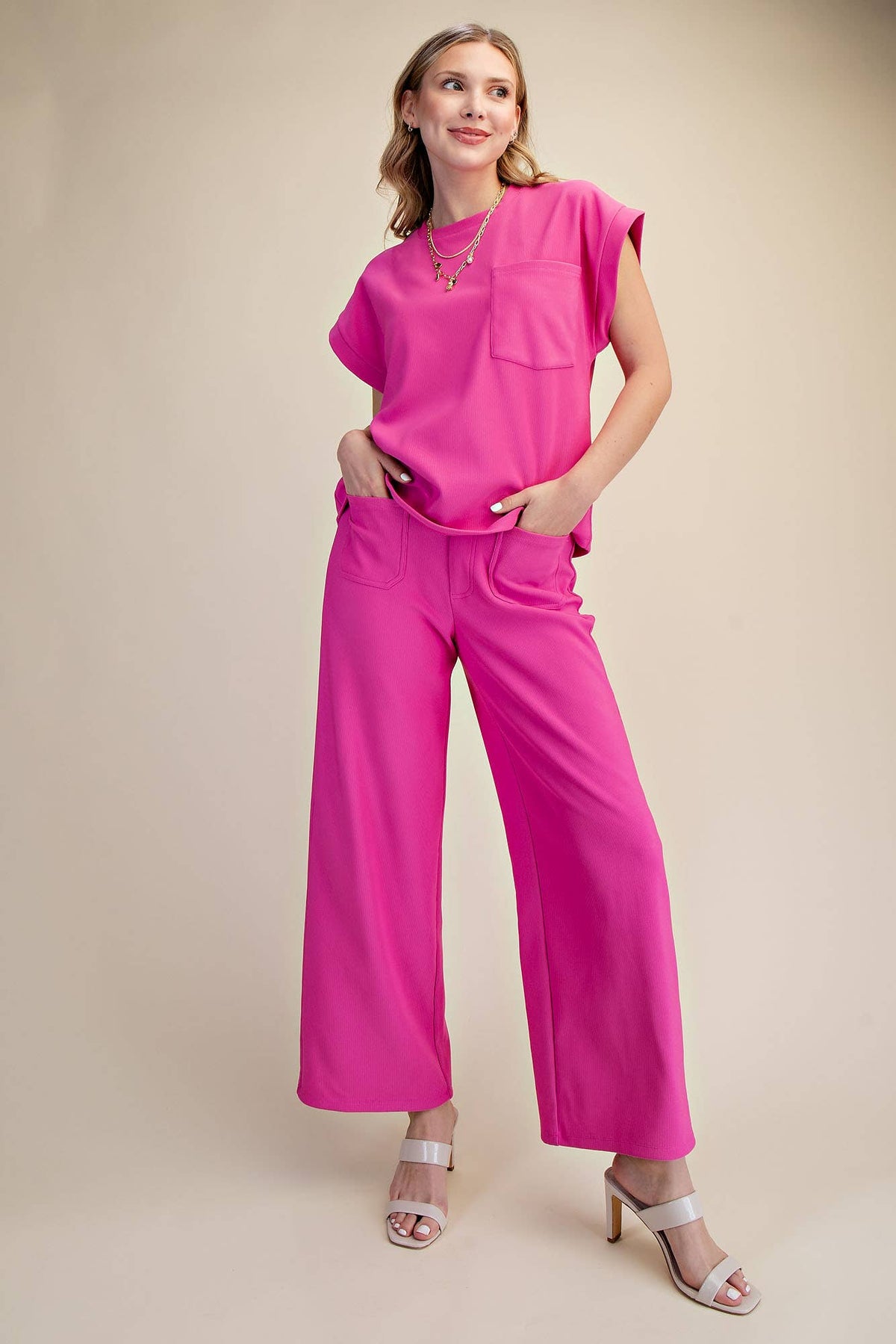 High Rise Front Pocket Stretchy Wide Pants
