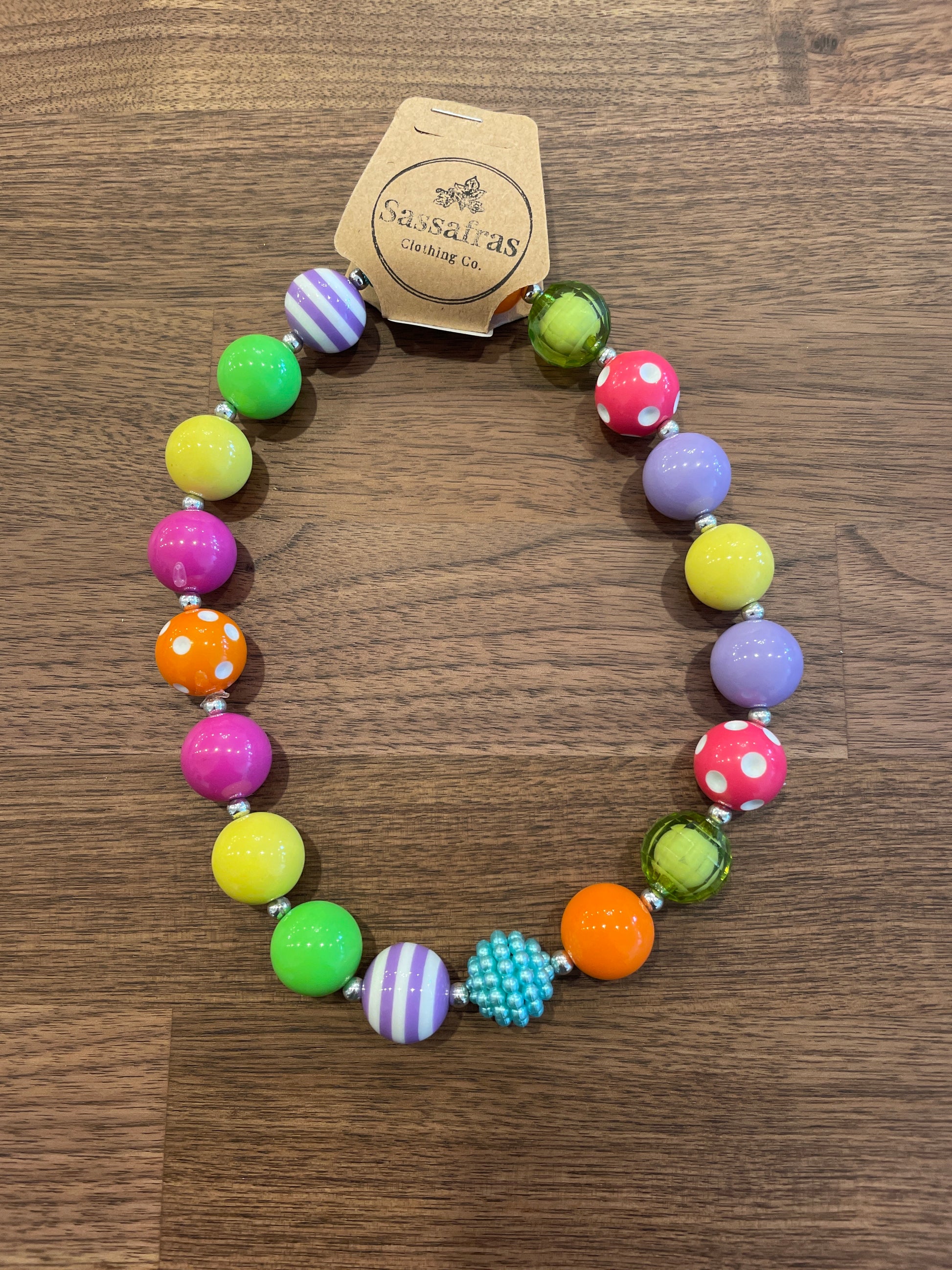 Kids Neon Rainbow Bubblegum Bead Necklace The Twinkled Twig