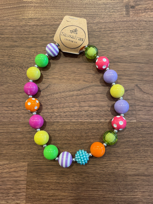 Kids Neon Rainbow Bubblegum Bead Necklace The Twinkled Twig