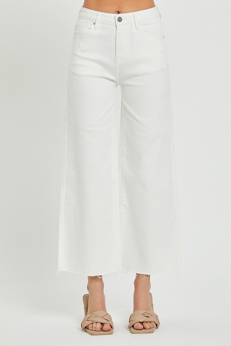 High Rise Tummy Control Crop Wide Leg Jeans
