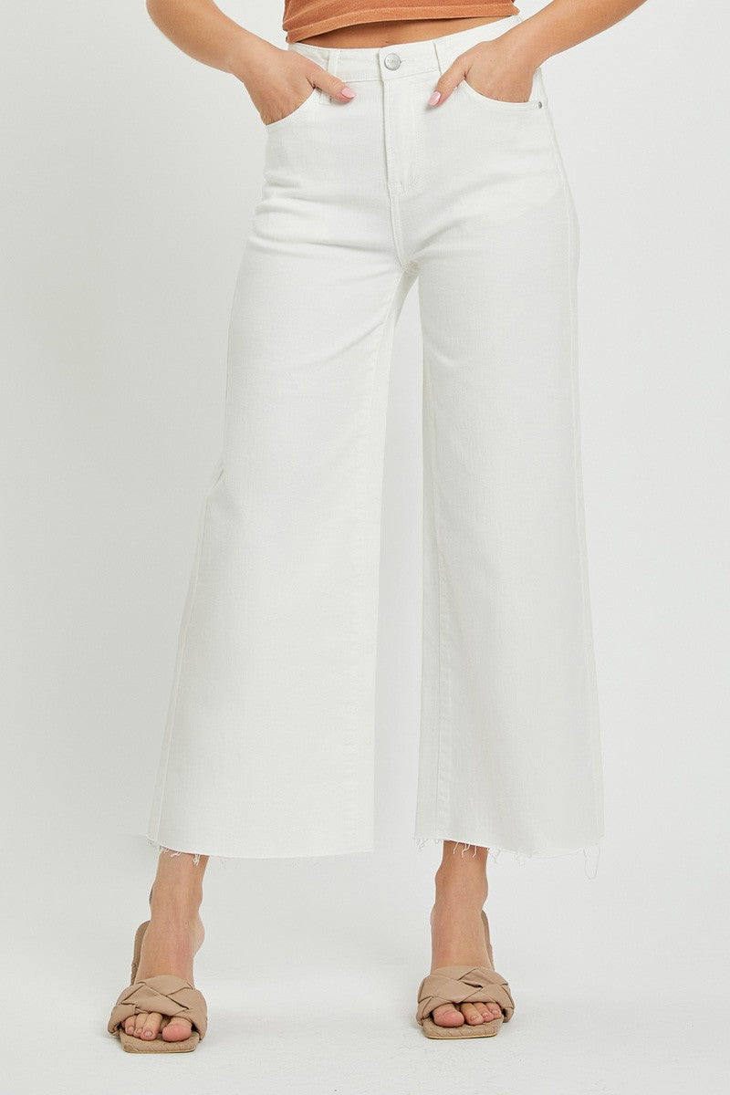 High Rise Tummy Control Crop Wide Leg Jeans