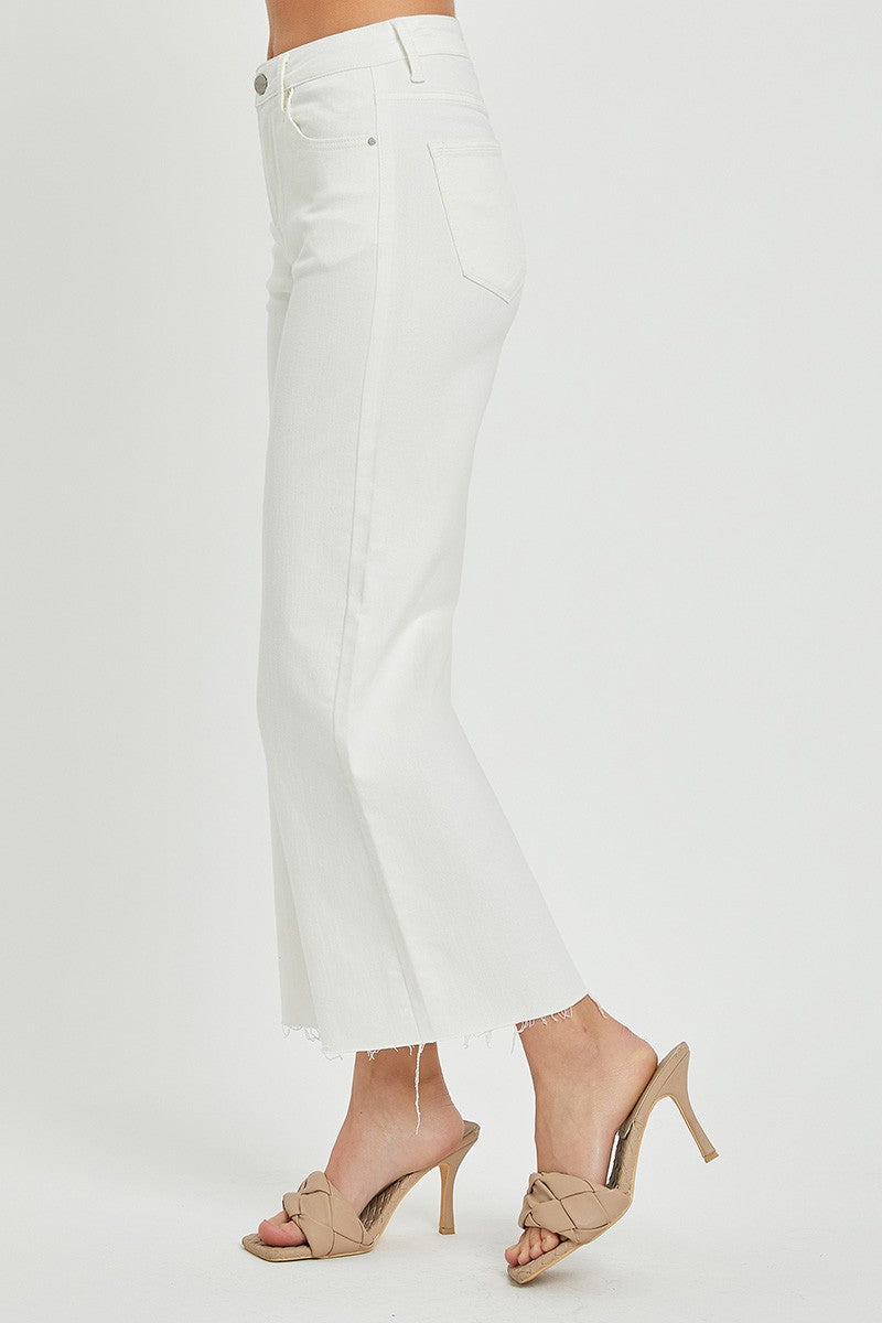 High Rise Tummy Control Crop Wide Leg Jeans
