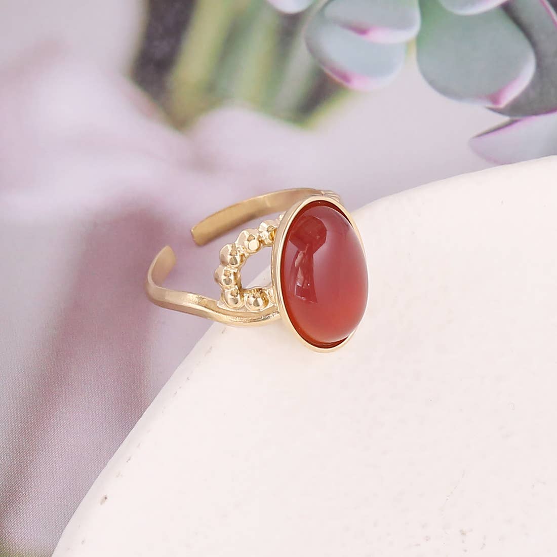 Stainless Steel Inlaid  Stone Gold-plated Rings - FGS/CS