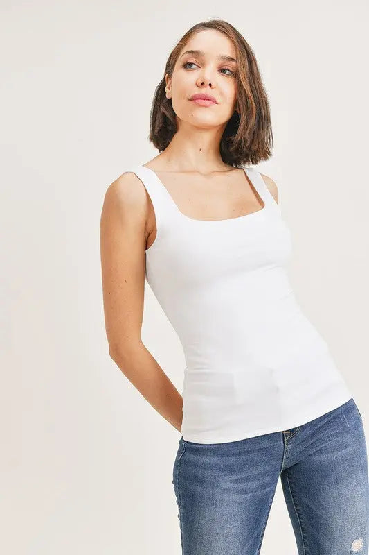 Double Layer Square Neck Tank Wasabi + Mint
