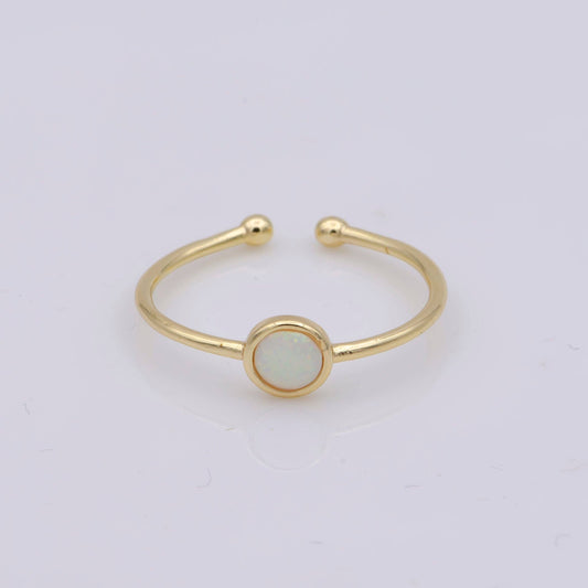 Dainty 18K Gold Filled Round Opal Stone Adjustable Ring