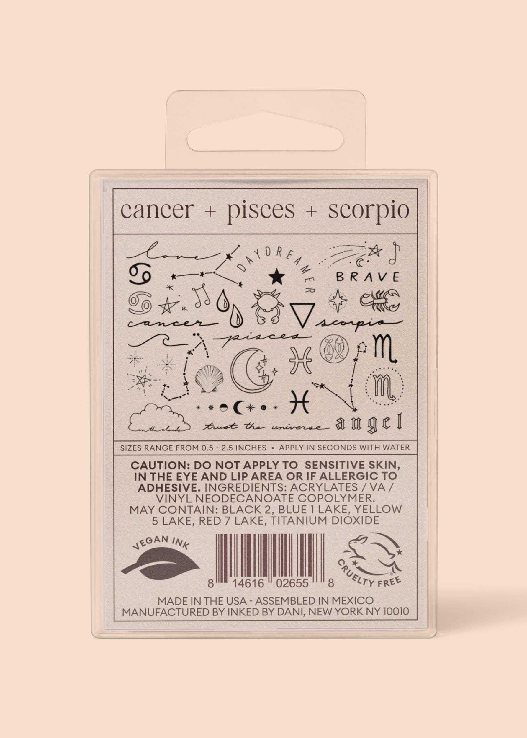 Zodiac Collection: Water Signs Temporary Tattoo Pack INKED by Dani