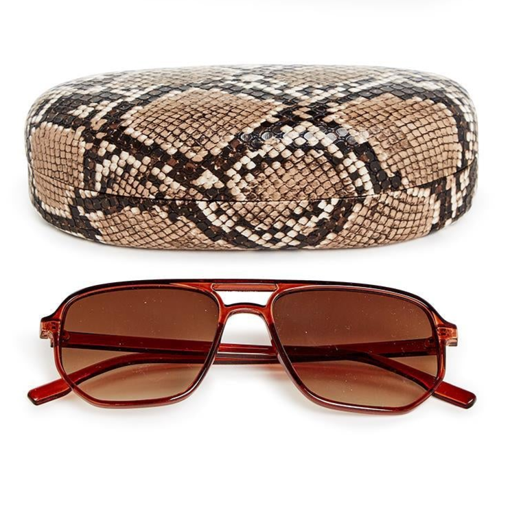 Aviator Sunglasses with Snake Print Case