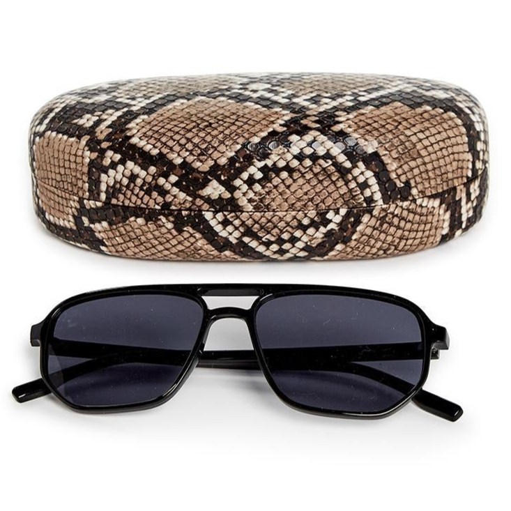 Aviator Sunglasses with Snake Print Case