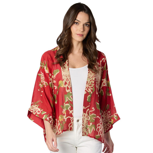 Crysanthemum Red Short Kimono