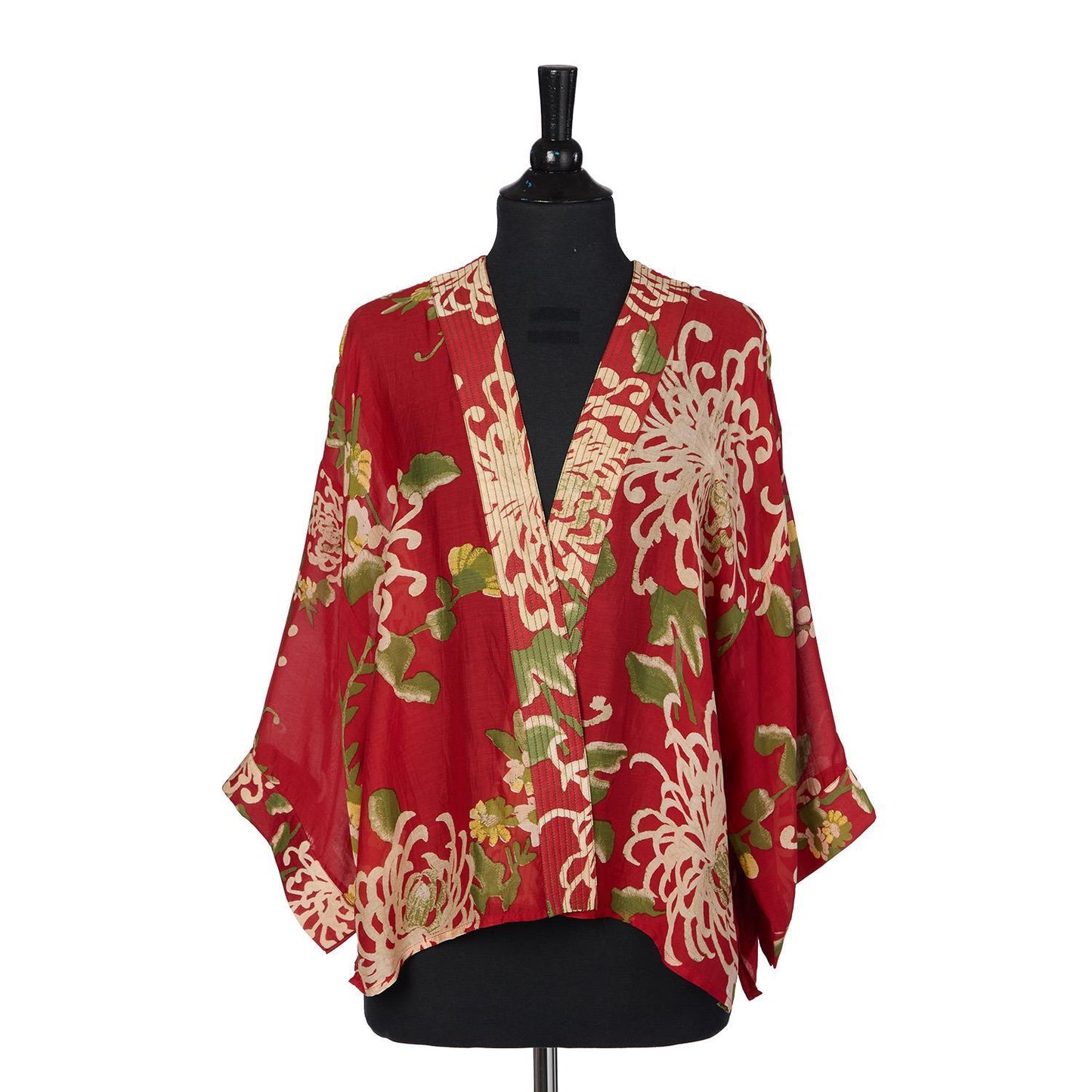 Crysanthemum Red Short Kimono
