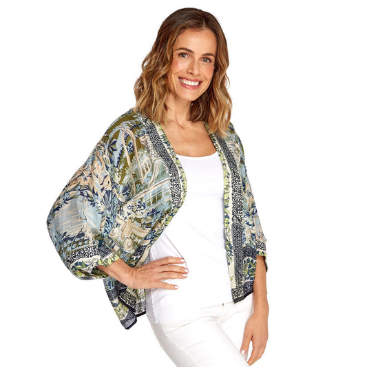 Tapestry Sea Print Short Kimono Two's Company