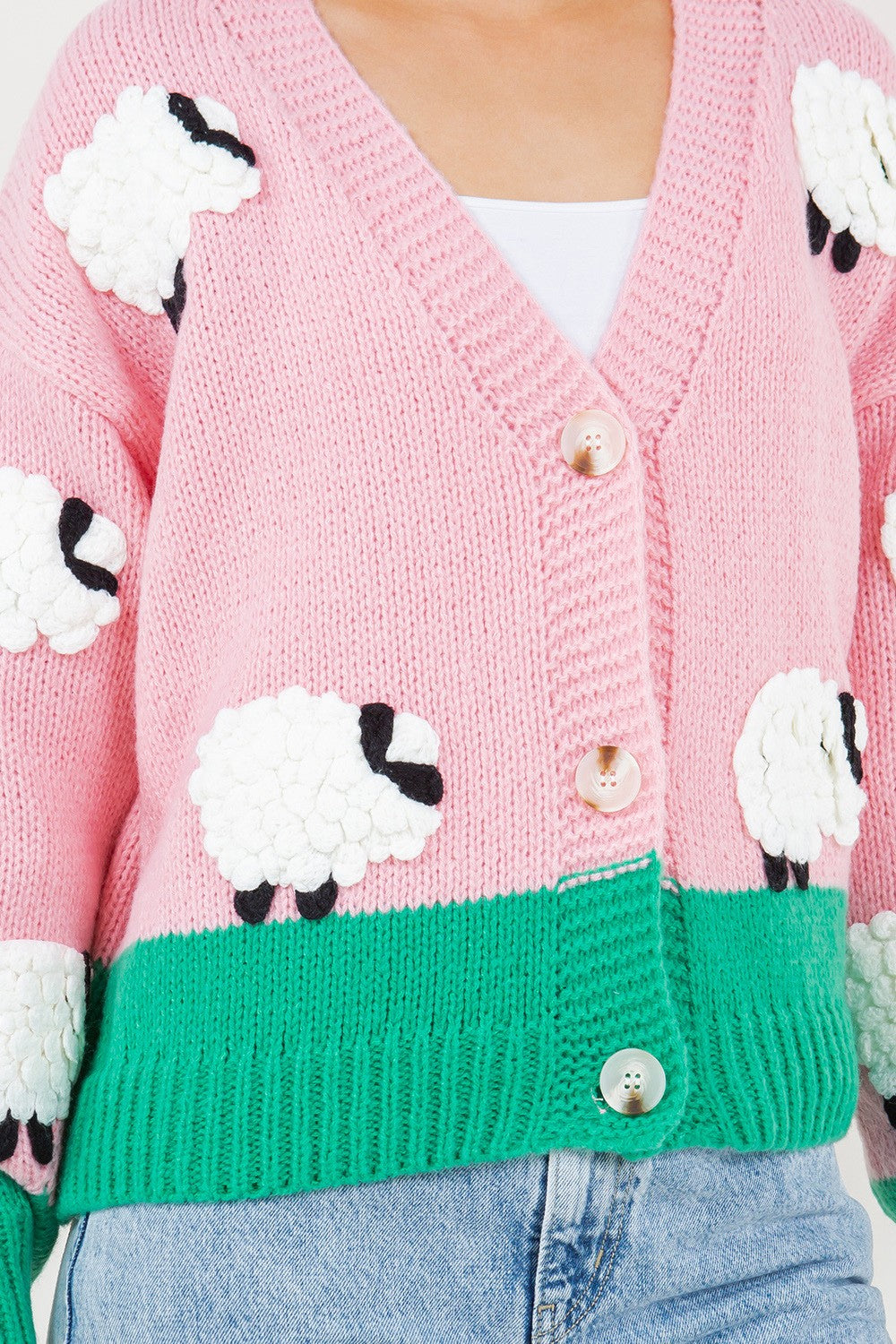 Sheep Button Front Cardigan Dreamers by Debut